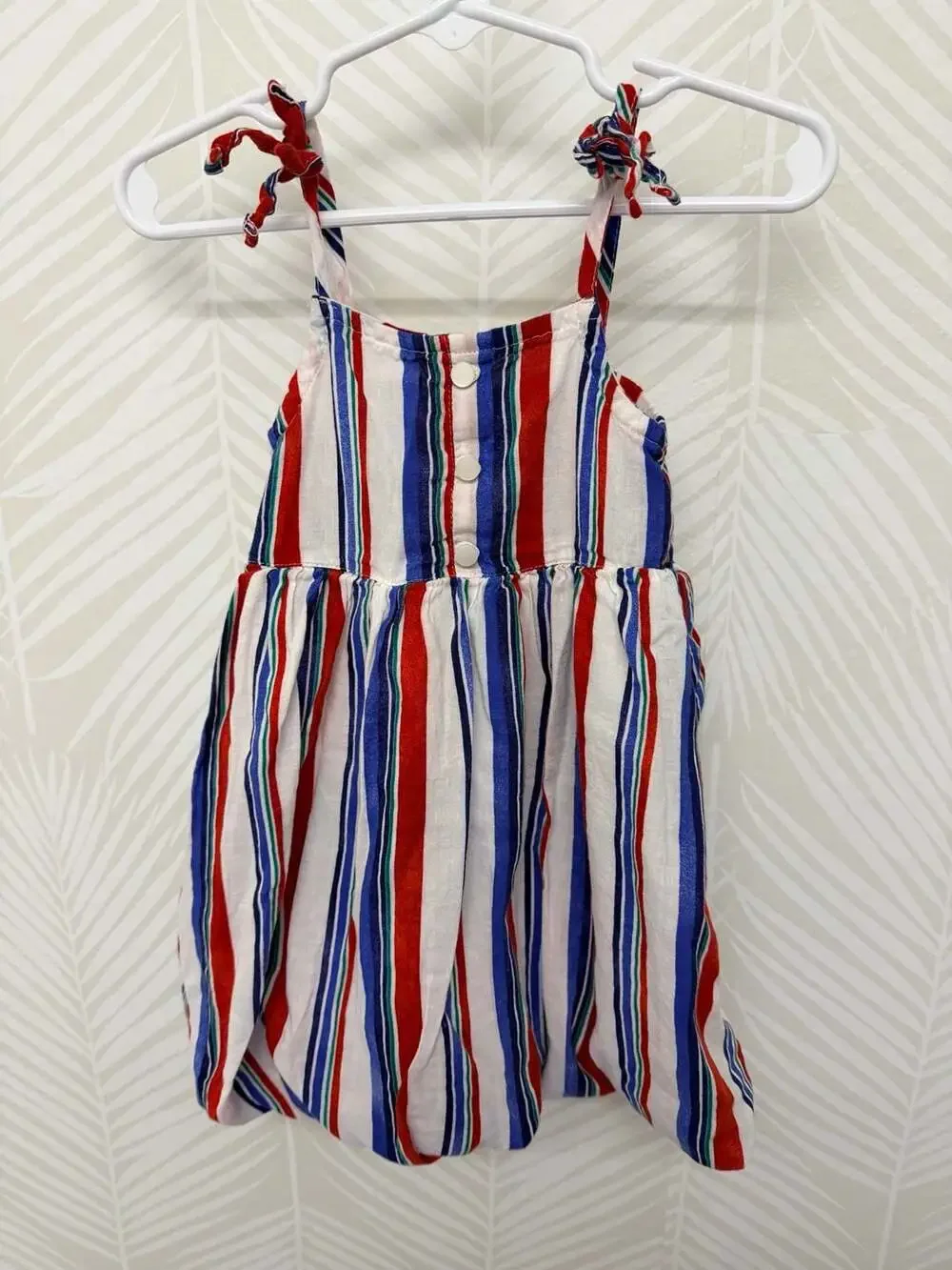 Old Navy 2t Red White Blue Striped Tie-Strap Dress Bubble Romper Patriotic USA